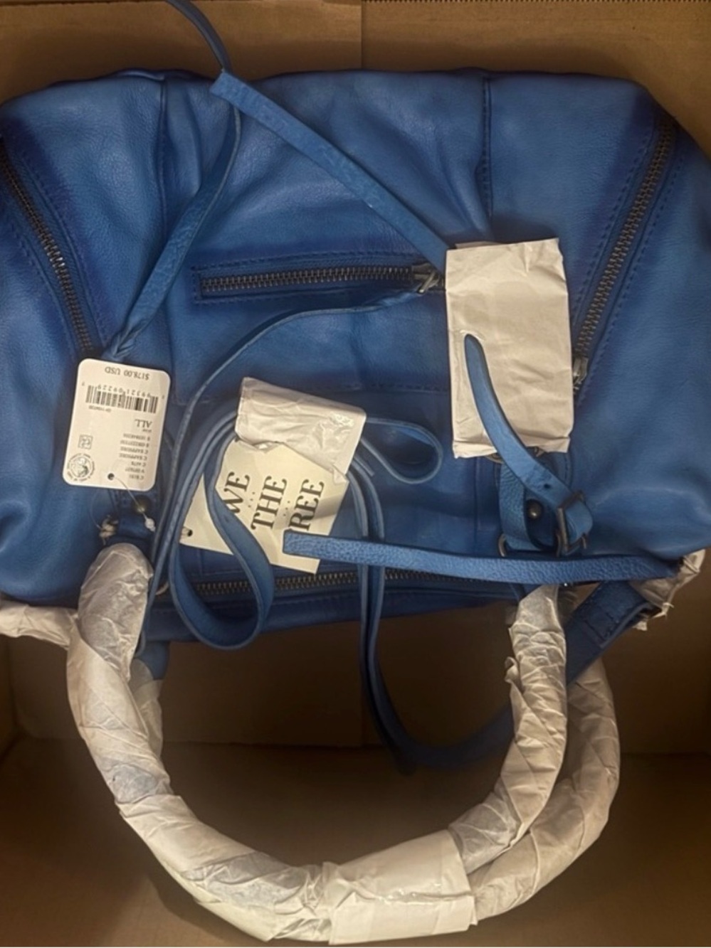💙Free People Baby Emerson Tote NEW COLOR Sapphire Blue NWT 💙 w/FP gift receipt - Picture 4 of 6
